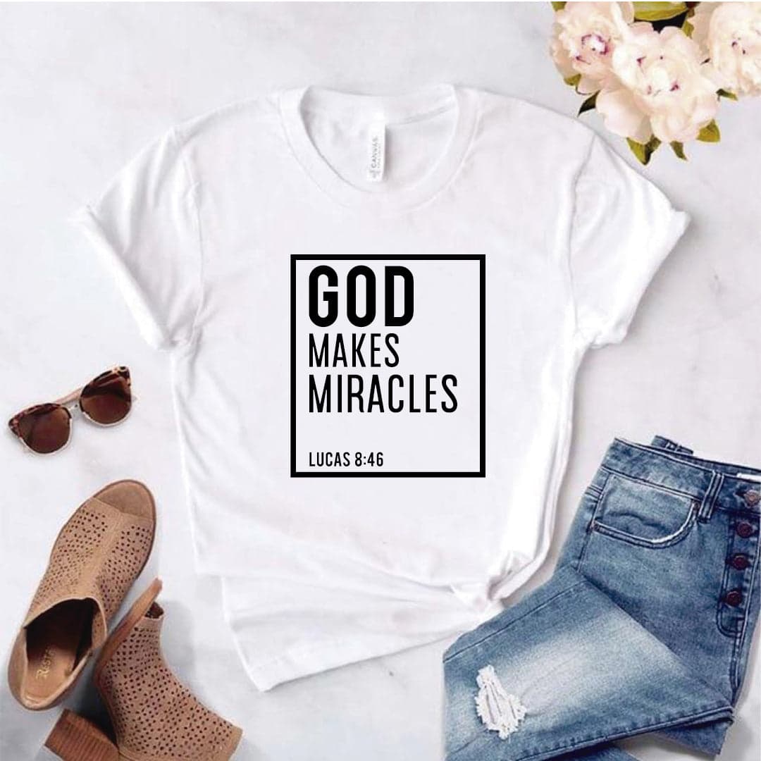 Camiseta T-shirt mujer cristiana GOD MAKE MIRACLES — foto 5