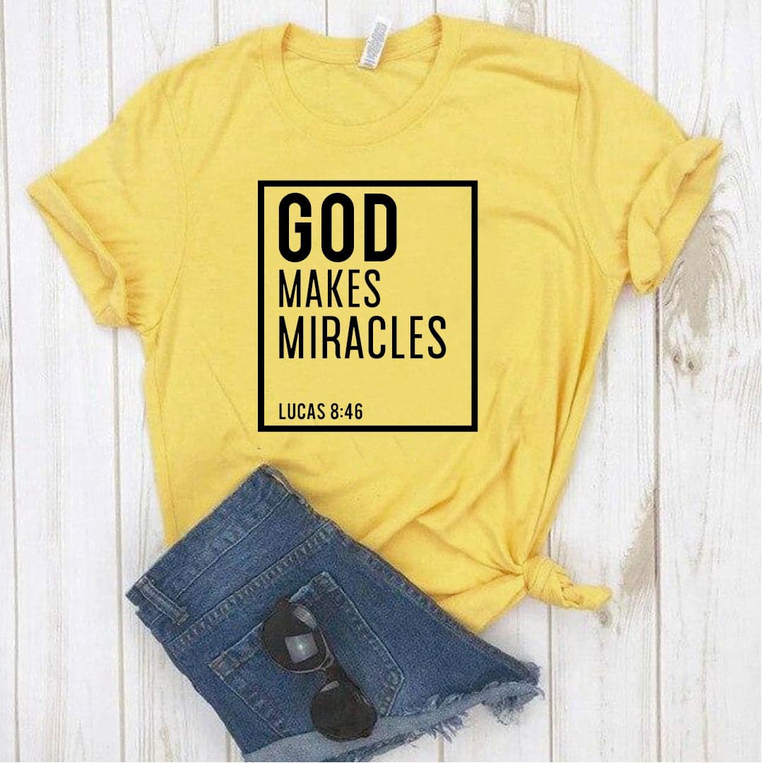 Camiseta T-shirt mujer cristiana GOD MAKE MIRACLES — foto 6