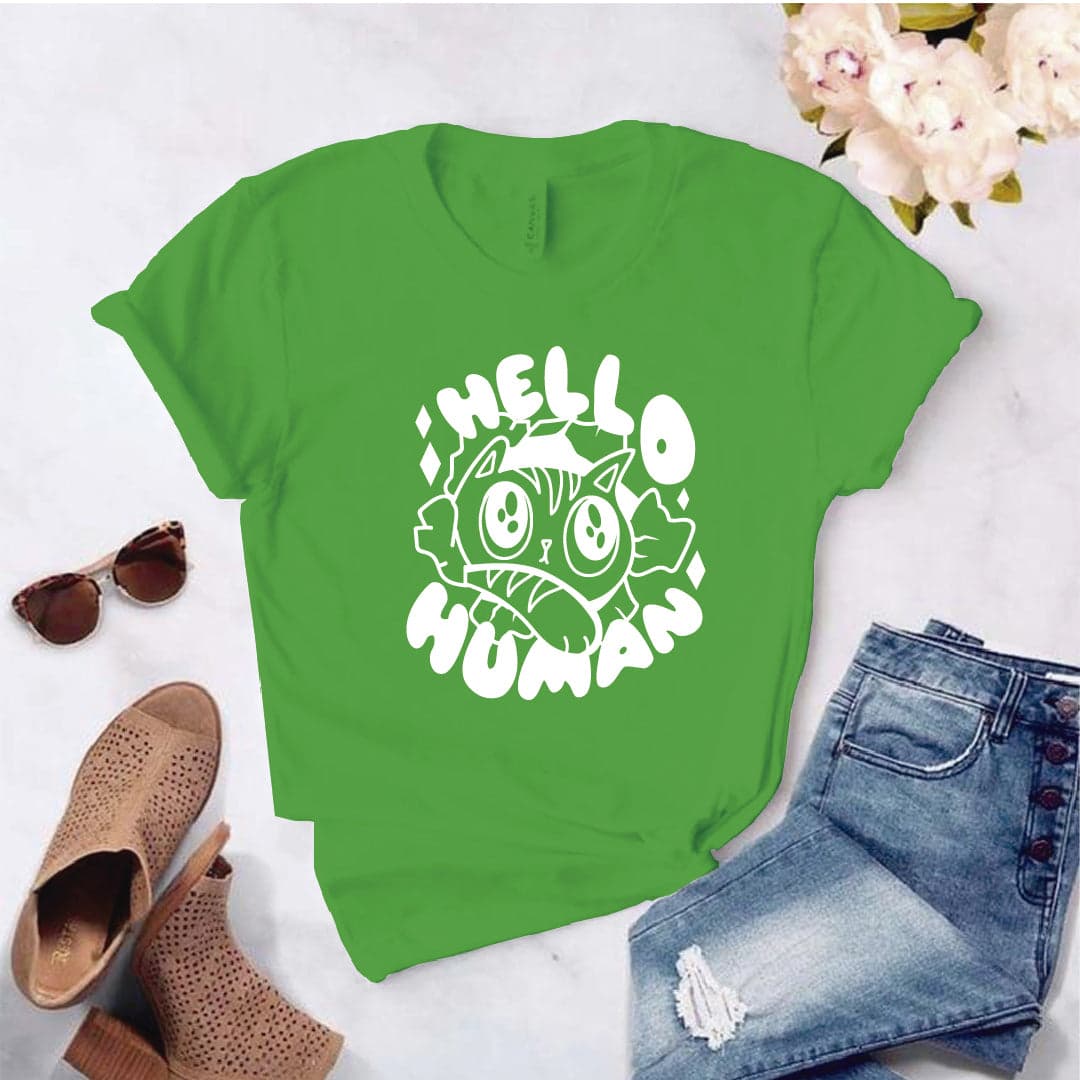 Camisa estampada  tipo T-shirt HELLO HUMAN GATO — foto 4