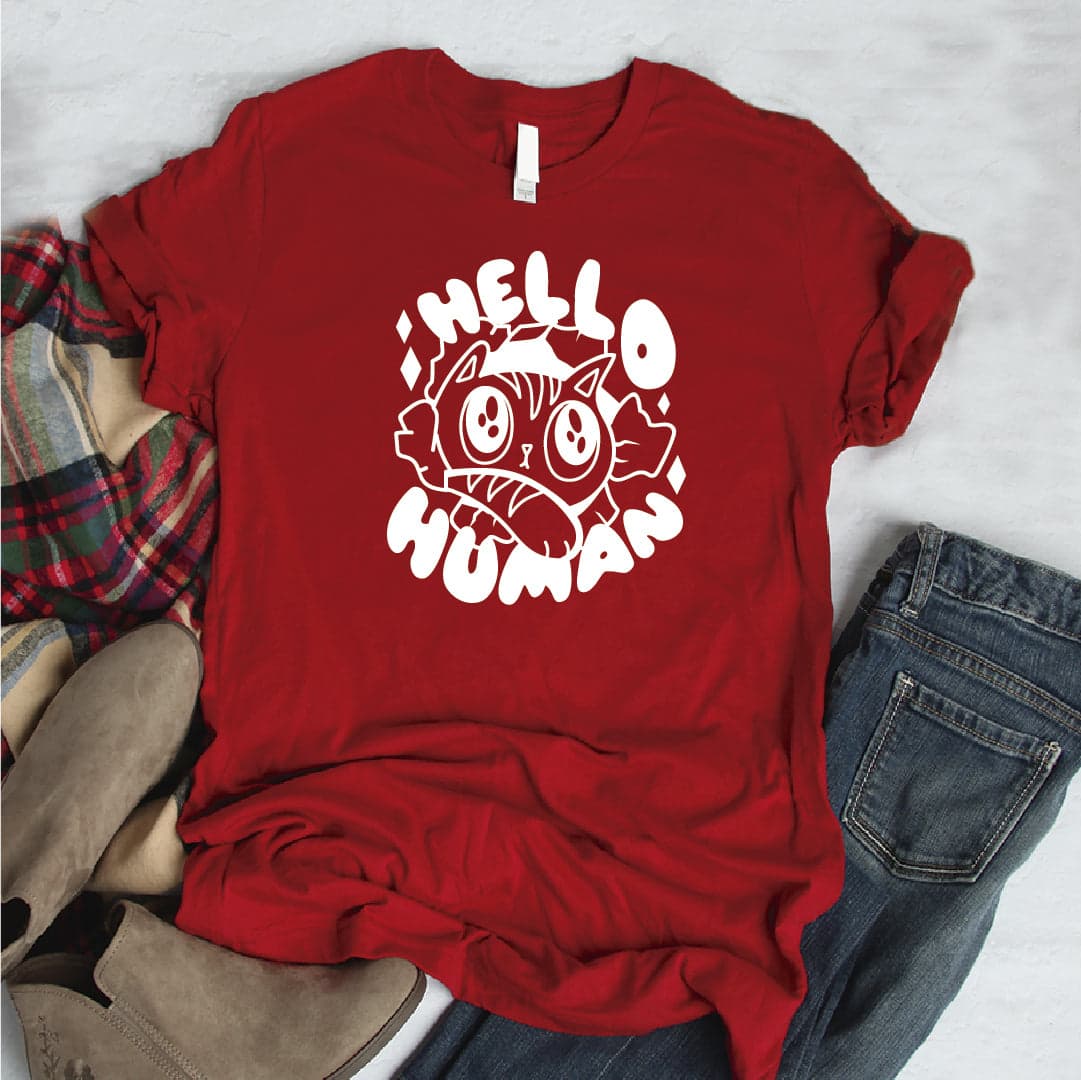Camisa estampada  tipo T-shirt HELLO HUMAN GATO — foto 5
