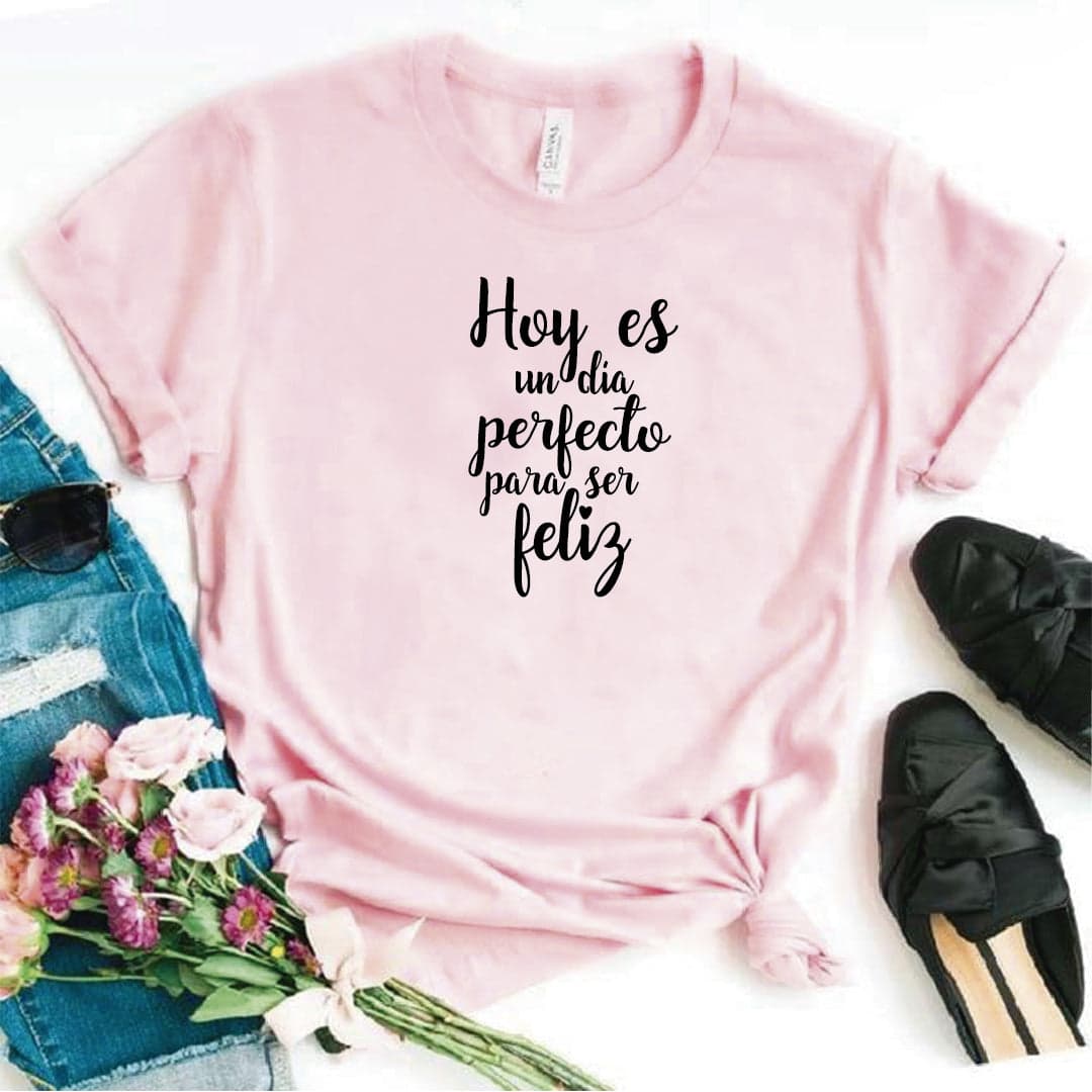 Camisa estampada  tipo T-shirt  HOY EN UN DIA PERFECTO PARA SER FELIZ — foto 8