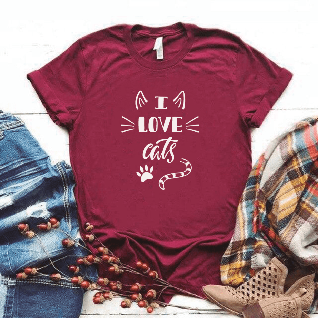 Camiseta estampada tipo T-shirt I LOVE CATS OREJAS Y COLA (MASCOTAS) — foto 8