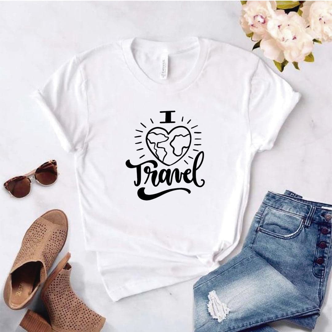 Camisa estampada  tipo T-shirt  I LOVE TRAVEL — foto 1
