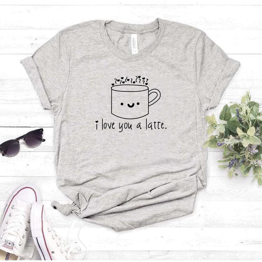 Camisa estampada  tipo T-shirt  I LOVE YOU LATTE — foto 7