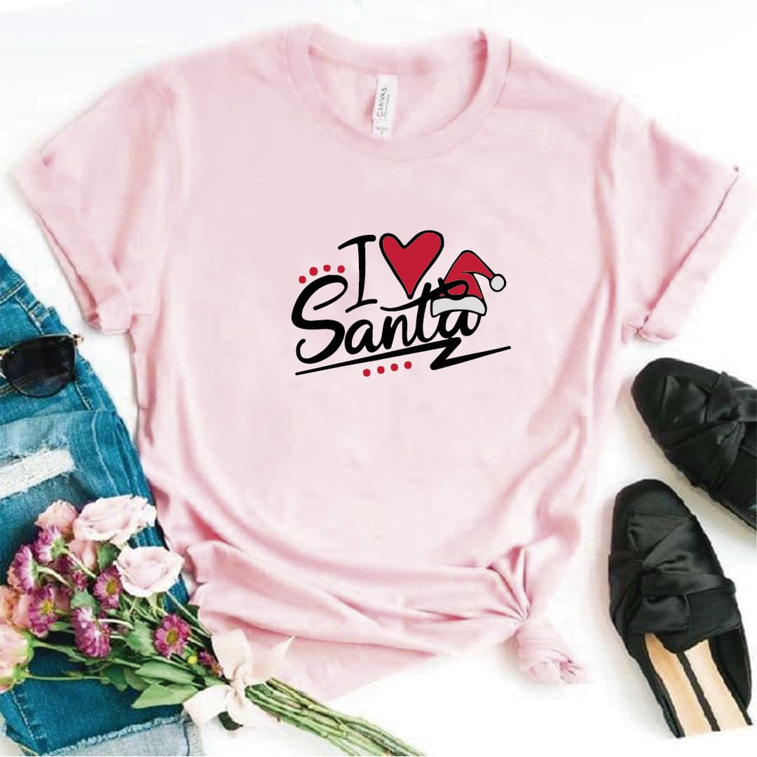 Camisa estampada  tipo T-shirt I love Santa (Navidad) — foto 6