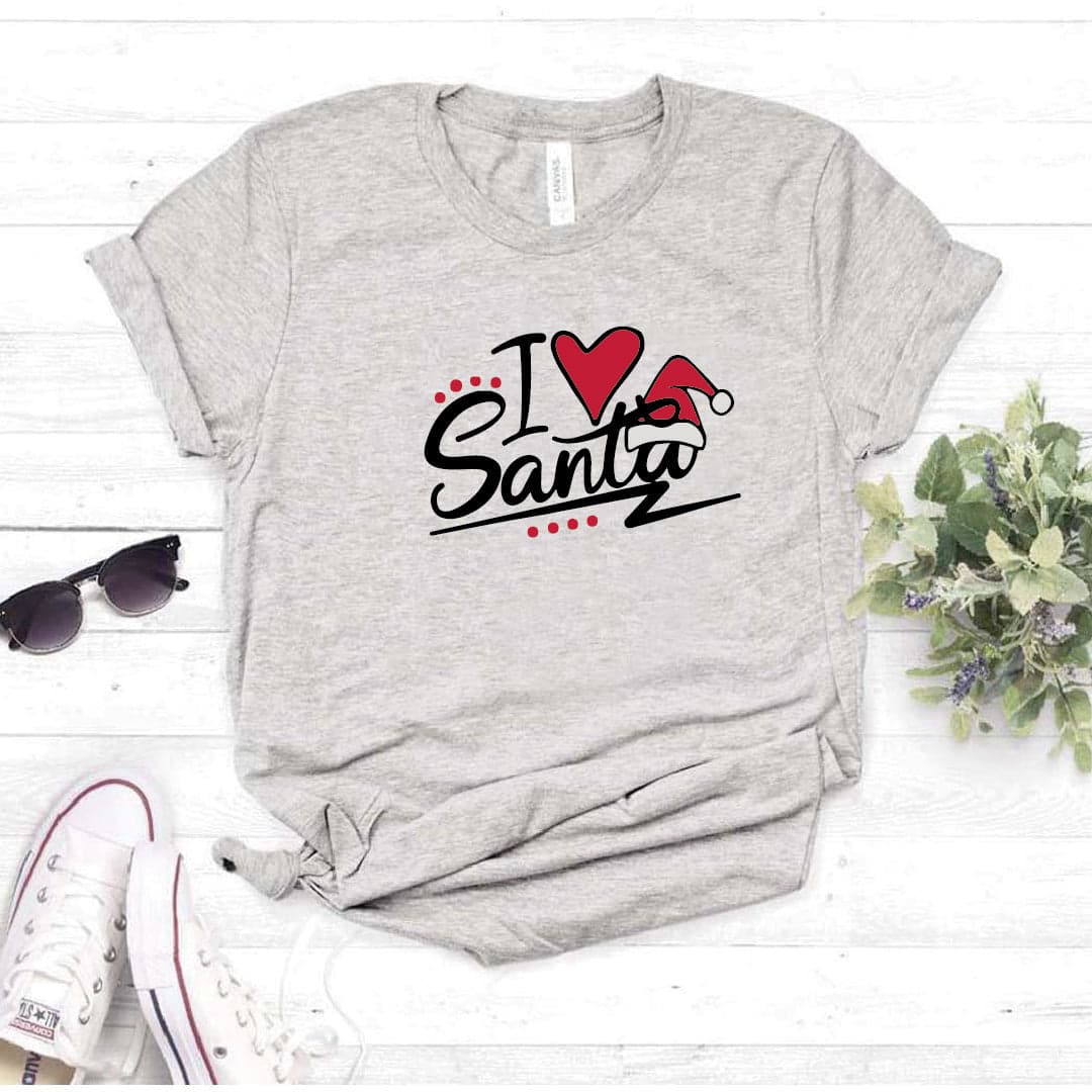 Camisa estampada  tipo T-shirt I love Santa (Navidad) — foto 7
