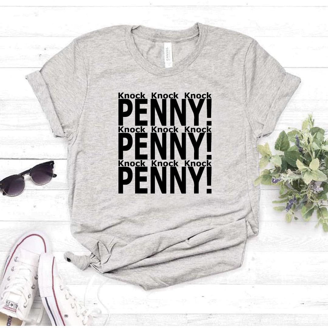 Camisa estampada tipo T- shirt Knock knock Penny! (DAMA) (the big bang theory) — foto 4
