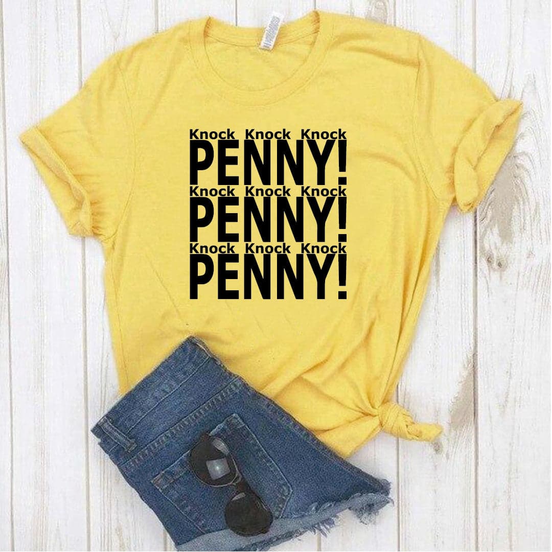 Camisa estampada tipo T- shirt Knock knock Penny! (DAMA) (the big bang theory) — foto 6