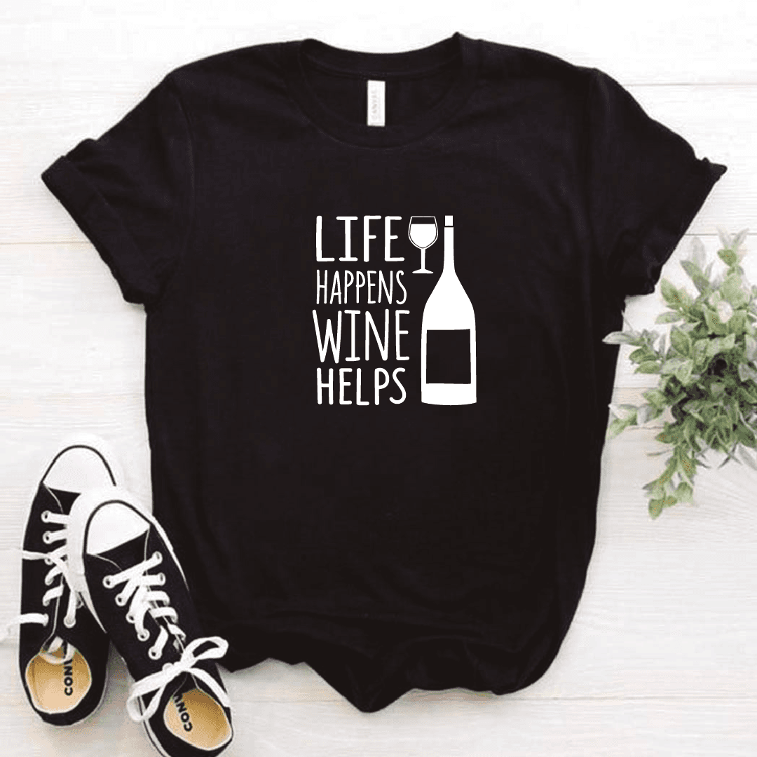 Camisa estampada tipo T- shirt Life Happens Wine Helps — foto 6