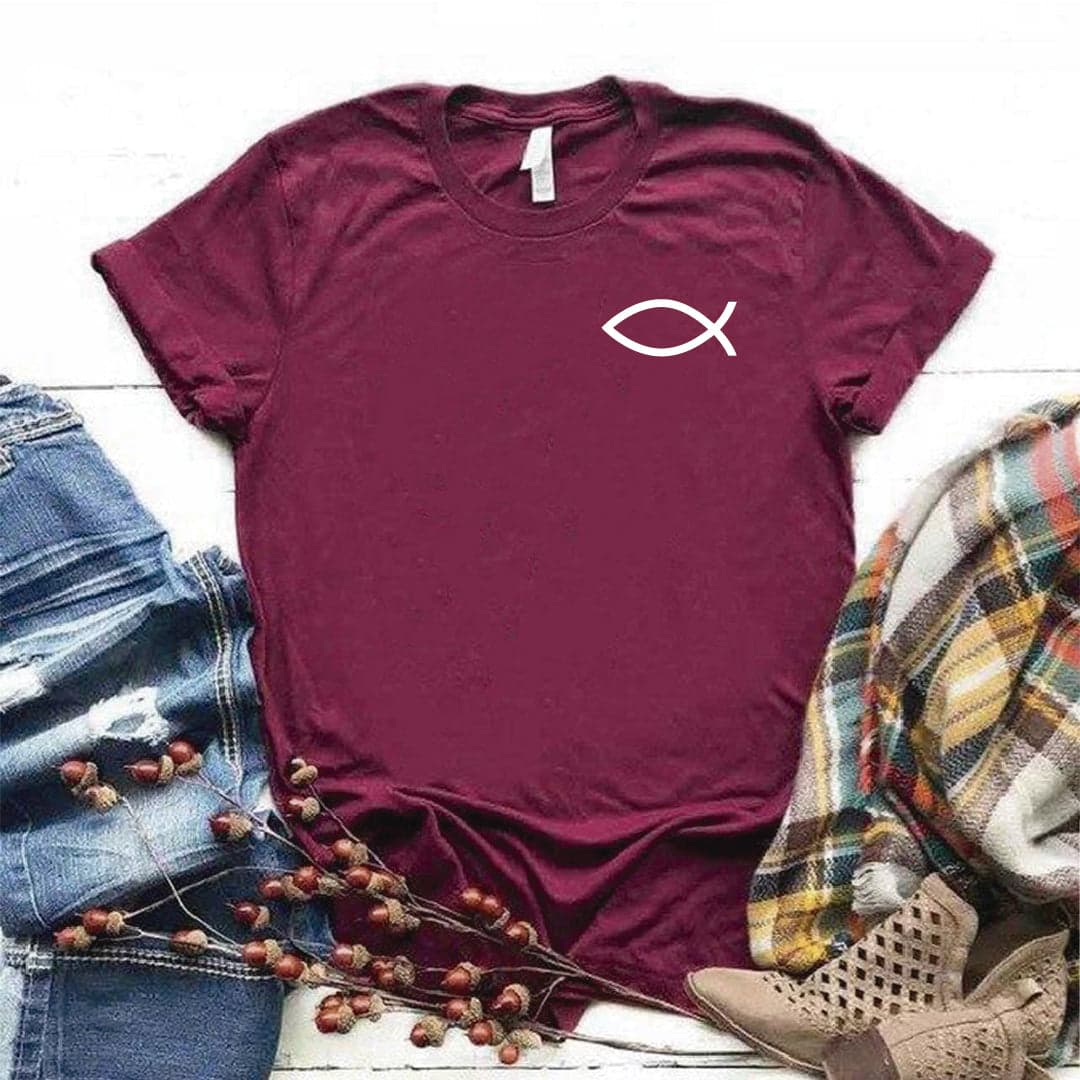 Camiseta estampada tipo T-shirt  LOGO PESCADO JESUS — foto 3