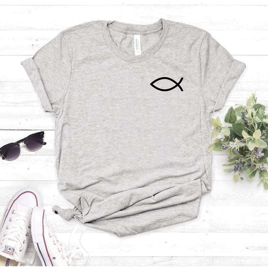 Camiseta estampada tipo T-shirt  LOGO PESCADO JESUS — foto 7