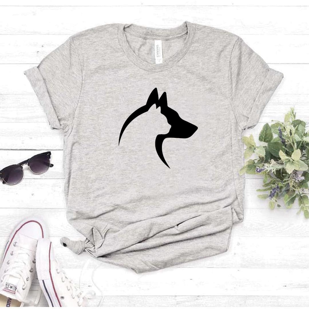 Camisa estampada  tipo T-shirt SILUETA PERRO GATO — foto 7