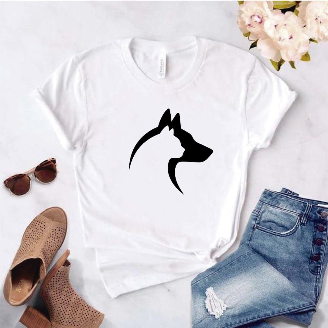 Camisa estampada  tipo T-shirt SILUETA PERRO GATO — foto 8