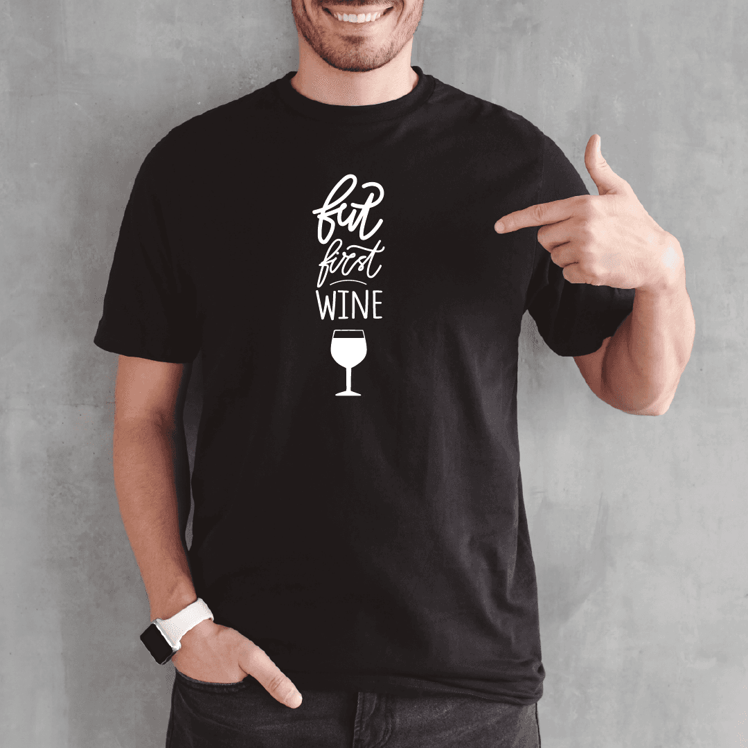 Camisa estampada para hombre  tipo T-shirt But First Wine — foto 3
