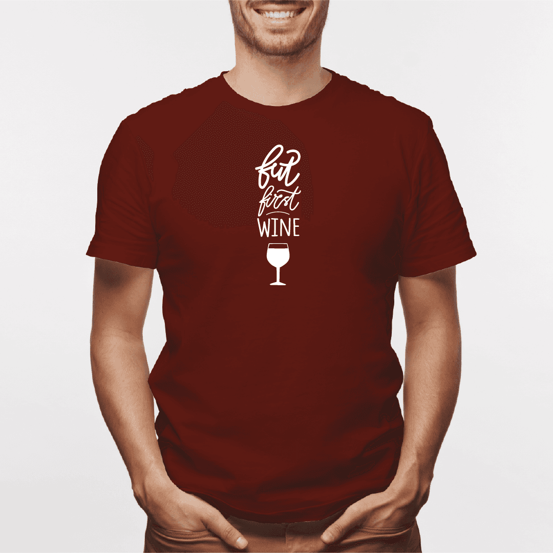 Camisa estampada para hombre  tipo T-shirt But First Wine — foto 5