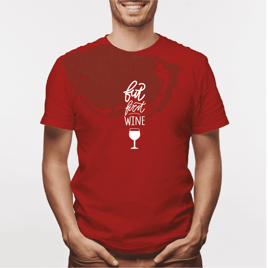 Camisa estampada para hombre  tipo T-shirt But First Wine — foto 2