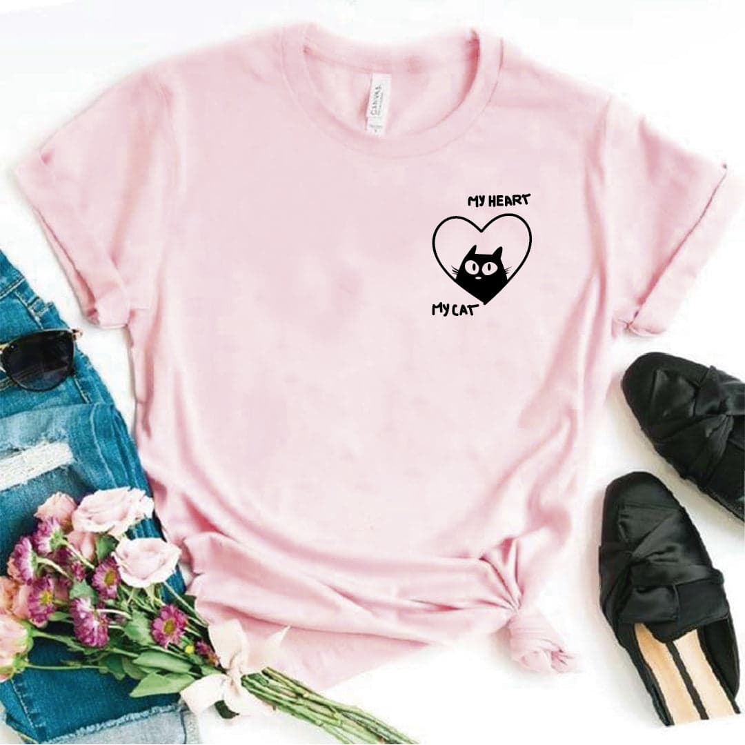 Camisa estampada  tipo T-shirt  MY HEART MY CAT — foto 8