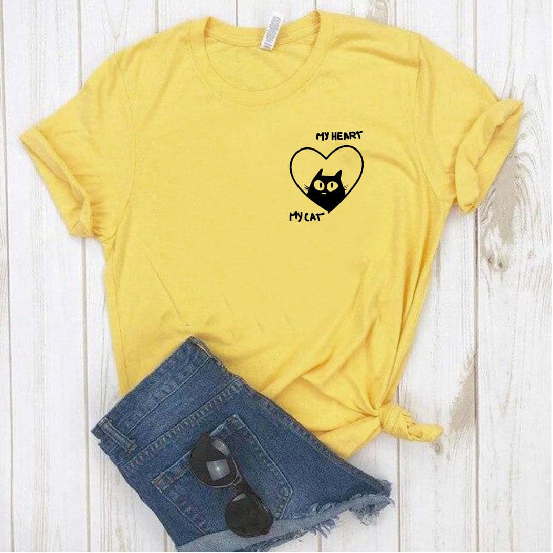Camisa estampada  tipo T-shirt  MY HEART MY CAT — foto 3