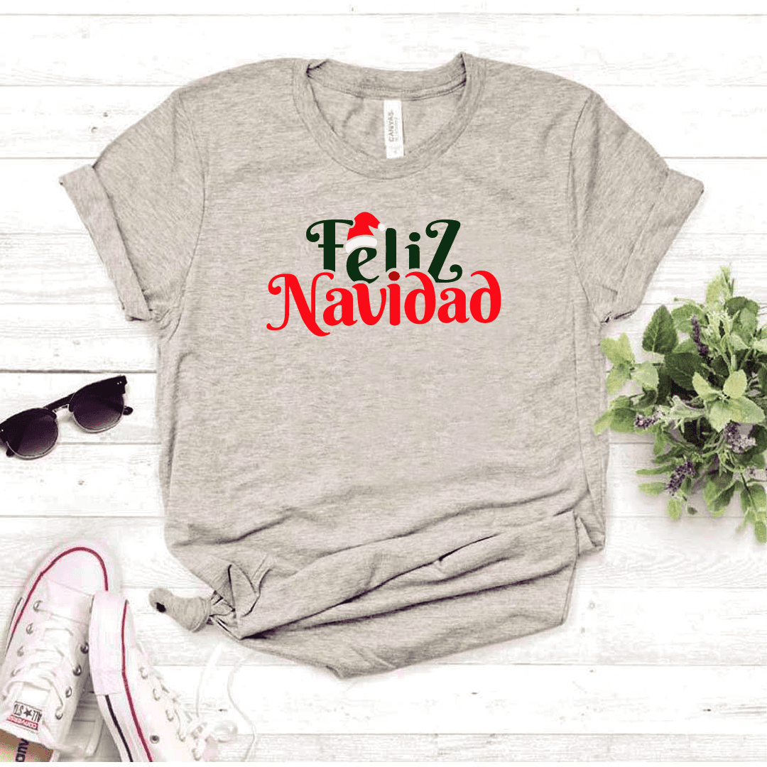 Camisa estampada tipo T-shirt (NAVIDAD) Feliz navidad (letras de colores) — foto 4