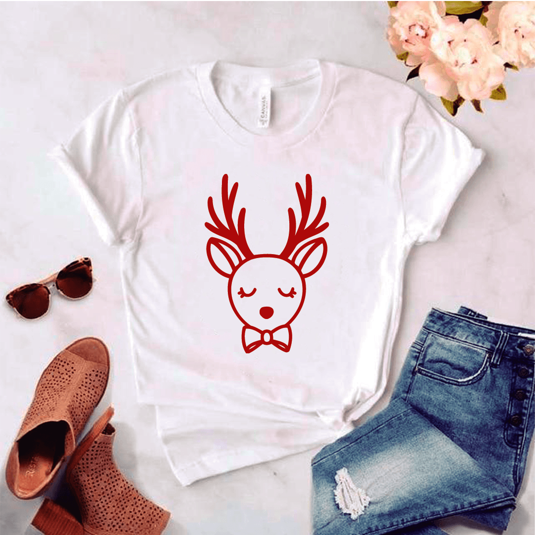 Camisa estampada tipo T-shirt (NAVIDAD) Reno con moño — foto 1
