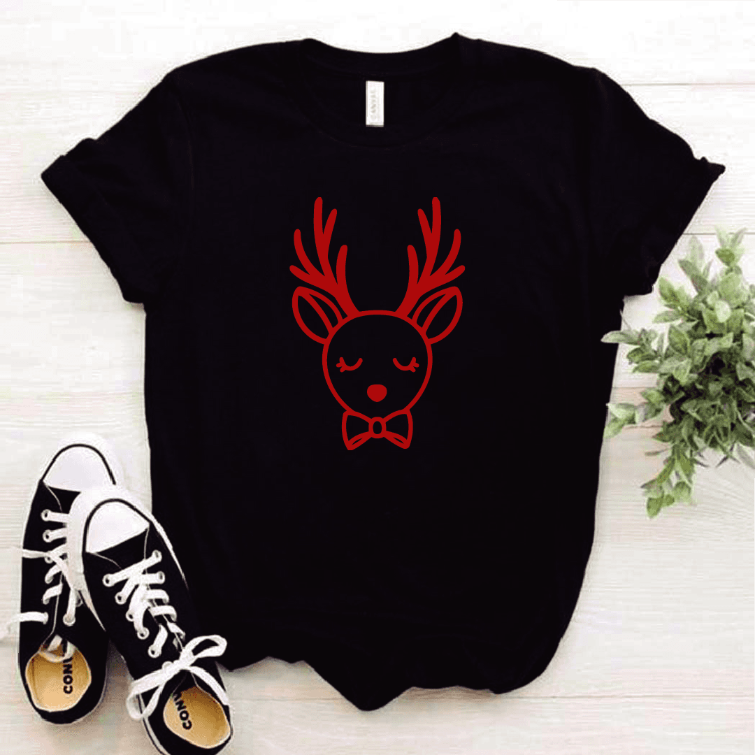 Camisa estampada tipo T-shirt (NAVIDAD) Reno con moño — foto 4