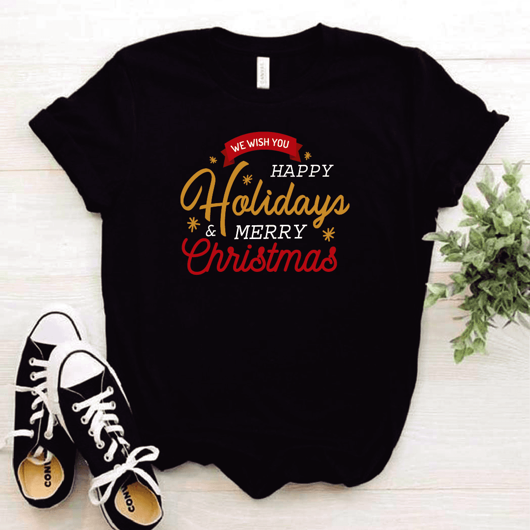 Camisa estampada tipo T-shirt (NAVIDAD) We wish you happy hollidays — foto 2