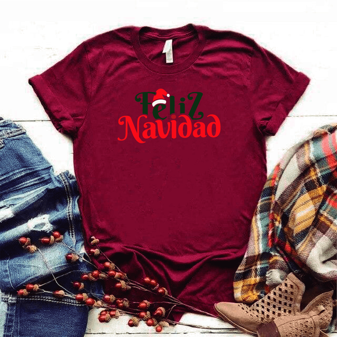 Camisa estampada tipo T-shirt (NAVIDAD) Feliz navidad (letras de colores) — foto 5