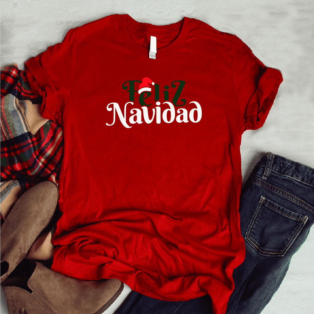 Camisa estampada tipo T-shirt (NAVIDAD) Feliz navidad (letras de colores) — foto 7