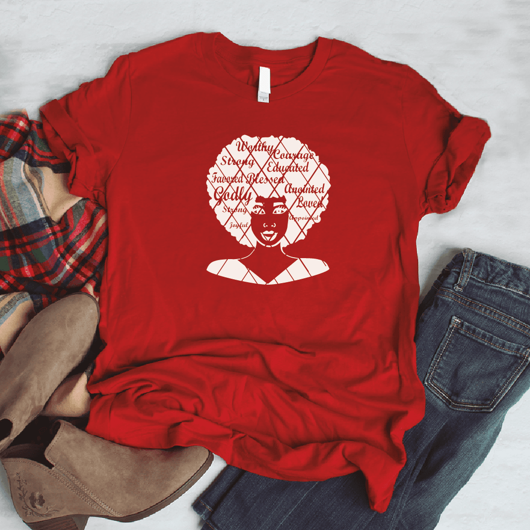Camiseta estampada tipo T-shirt NEGRA AFRO CON FRASES EN CABELLO — foto 6