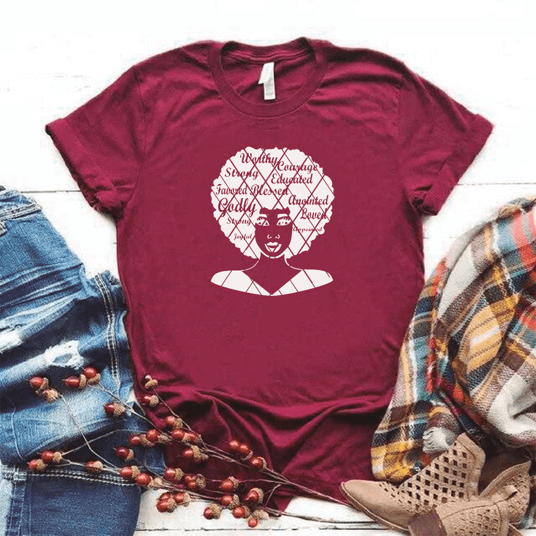 Camiseta estampada tipo T-shirt NEGRA AFRO CON FRASES EN CABELLO — foto 7