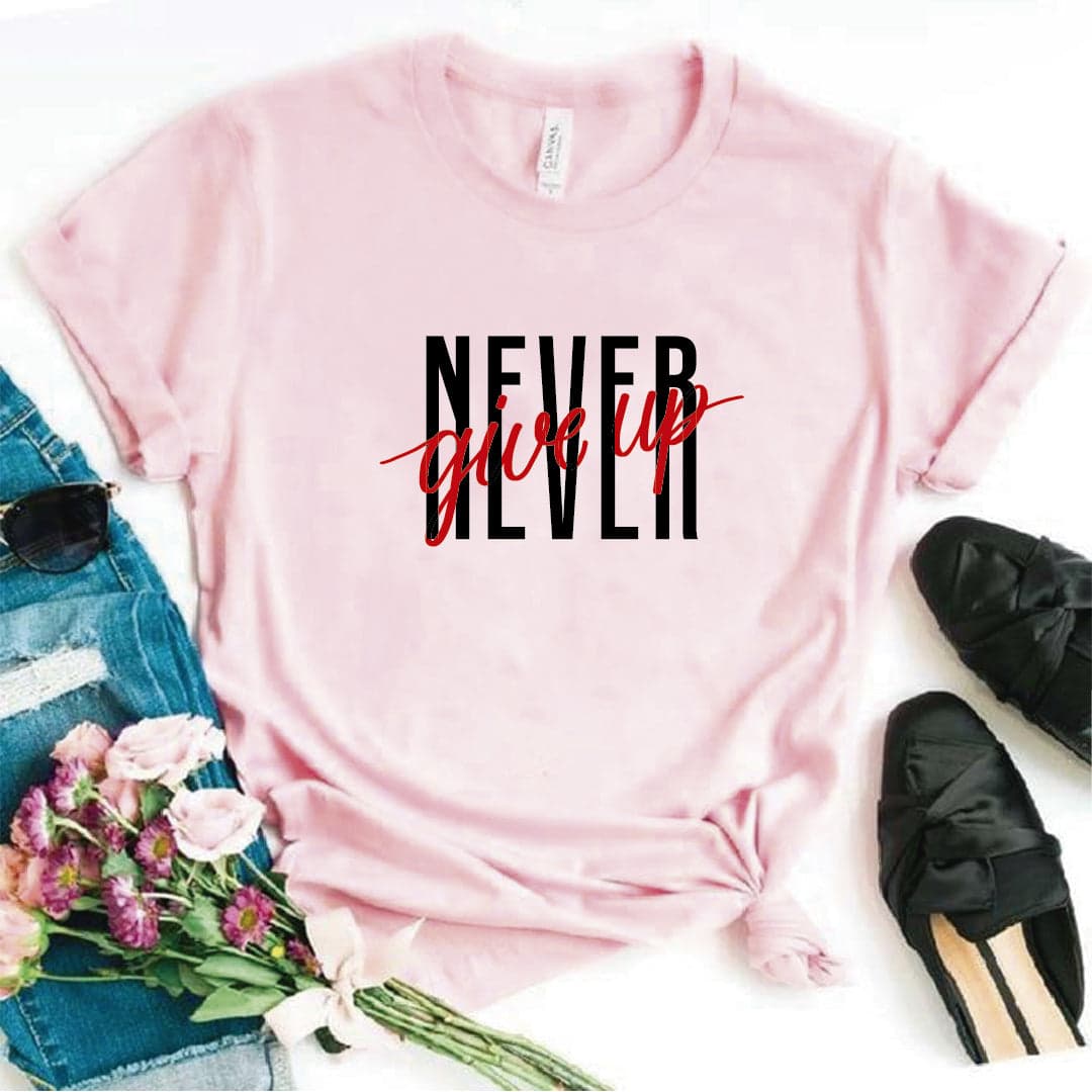 Camisa estampada  tipo T-shirt  NEVER GIVE UP — foto 7