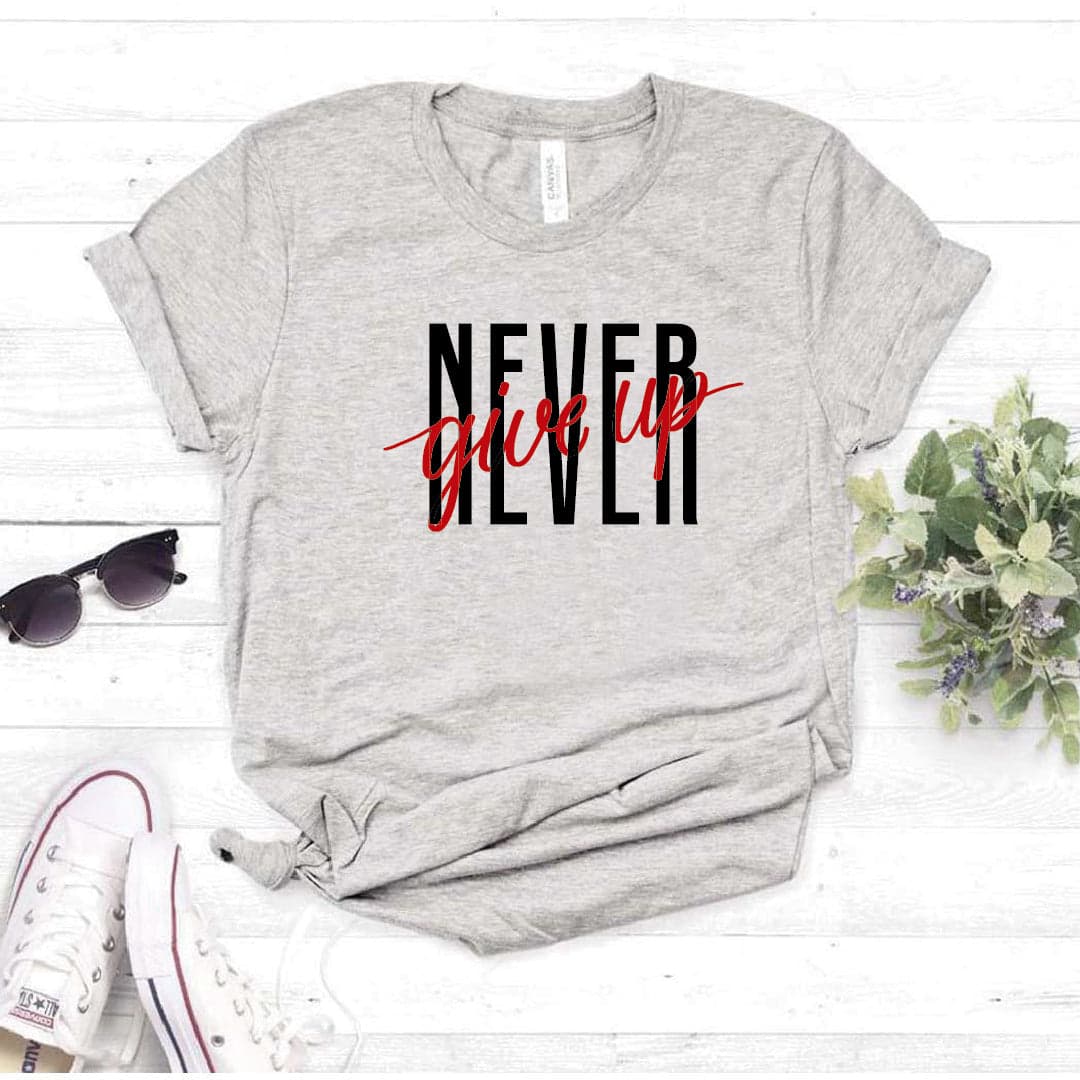 Camisa estampada  tipo T-shirt  NEVER GIVE UP — foto 8
