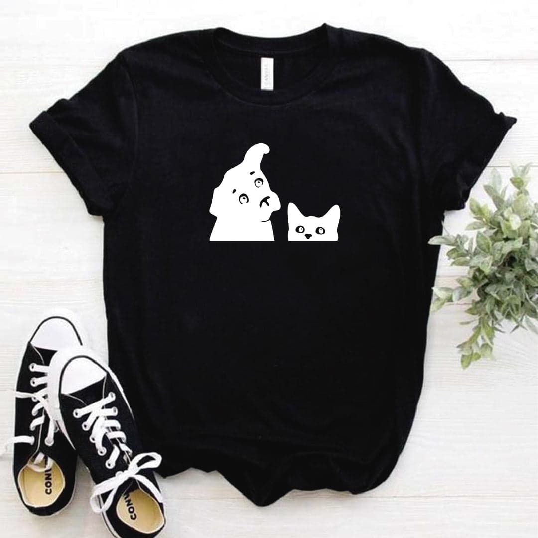 Camisa estampada  tipo T-shirt PERRO GATO ASOMADOS — foto 3