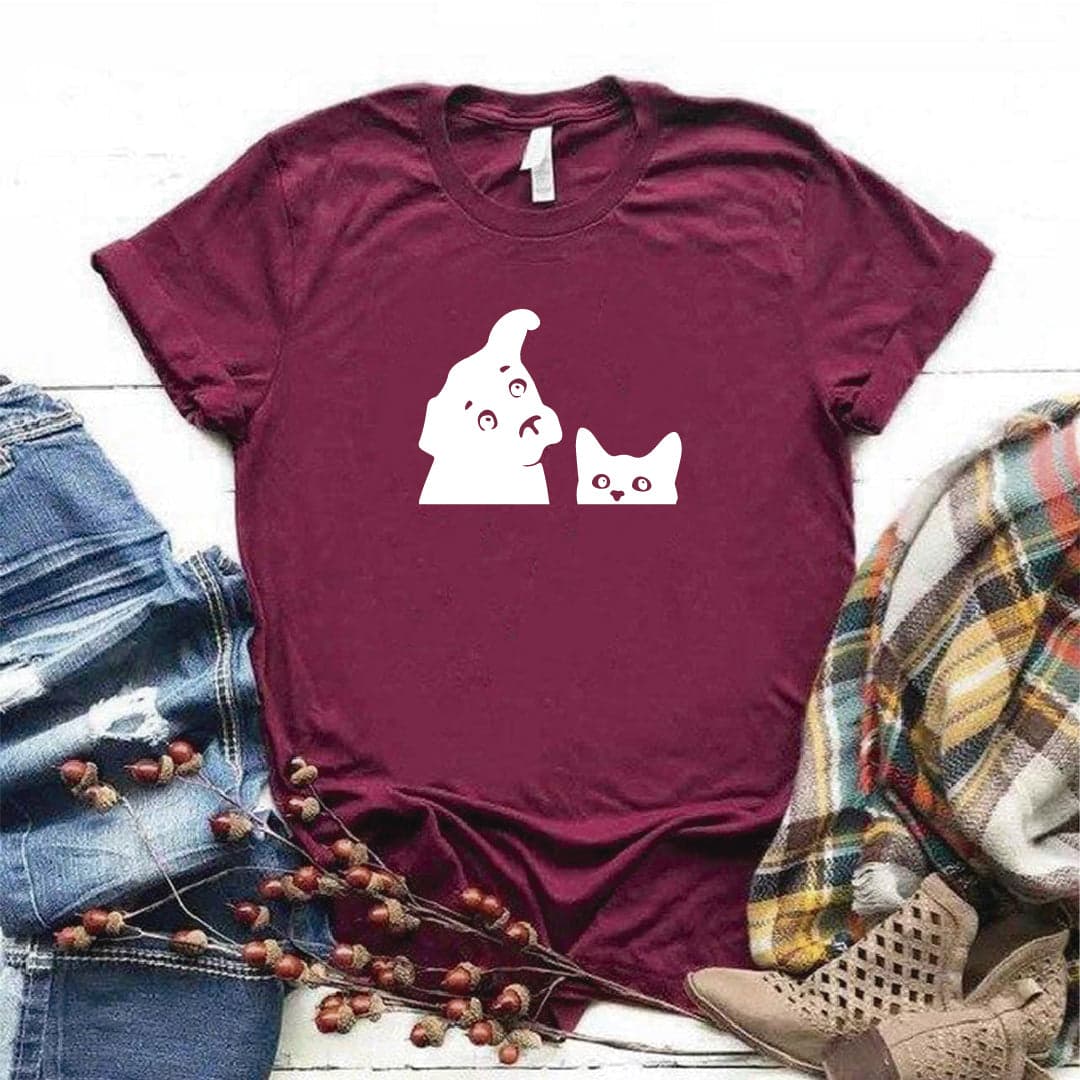 Camisa estampada  tipo T-shirt PERRO GATO ASOMADOS — foto 4