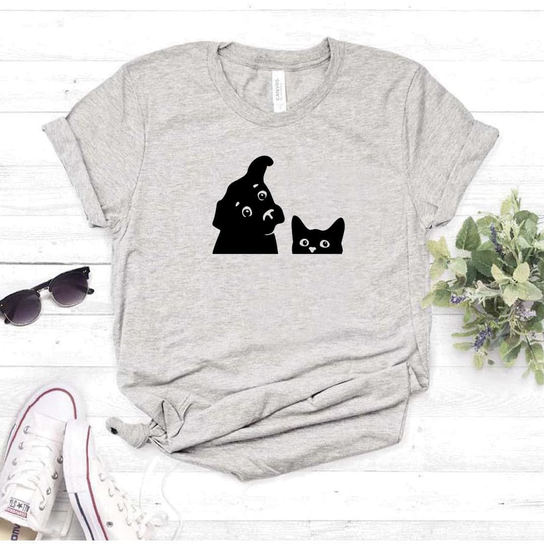 Camisa estampada  tipo T-shirt PERRO GATO ASOMADOS — foto 8