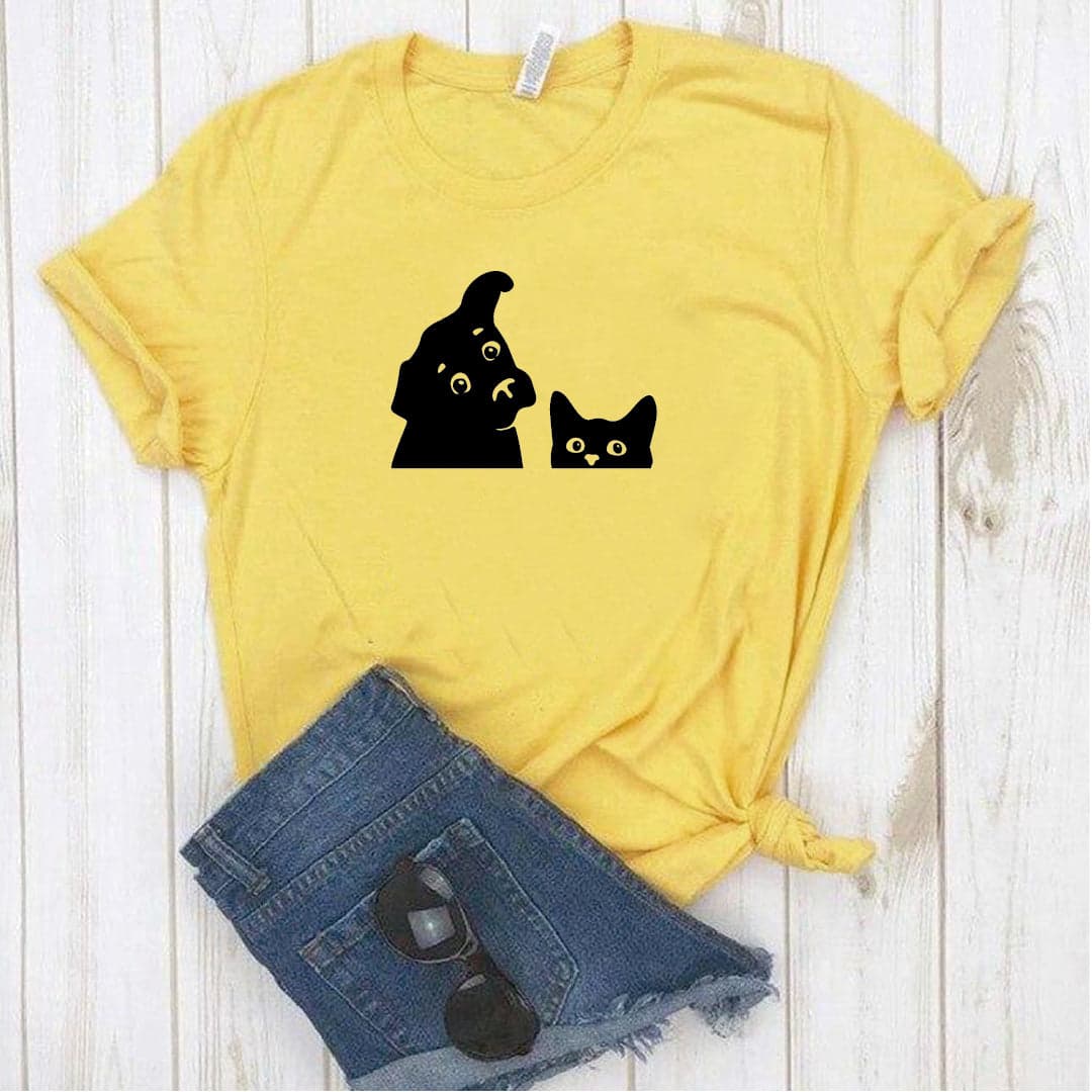 Camisa estampada  tipo T-shirt PERRO GATO ASOMADOS — foto 2