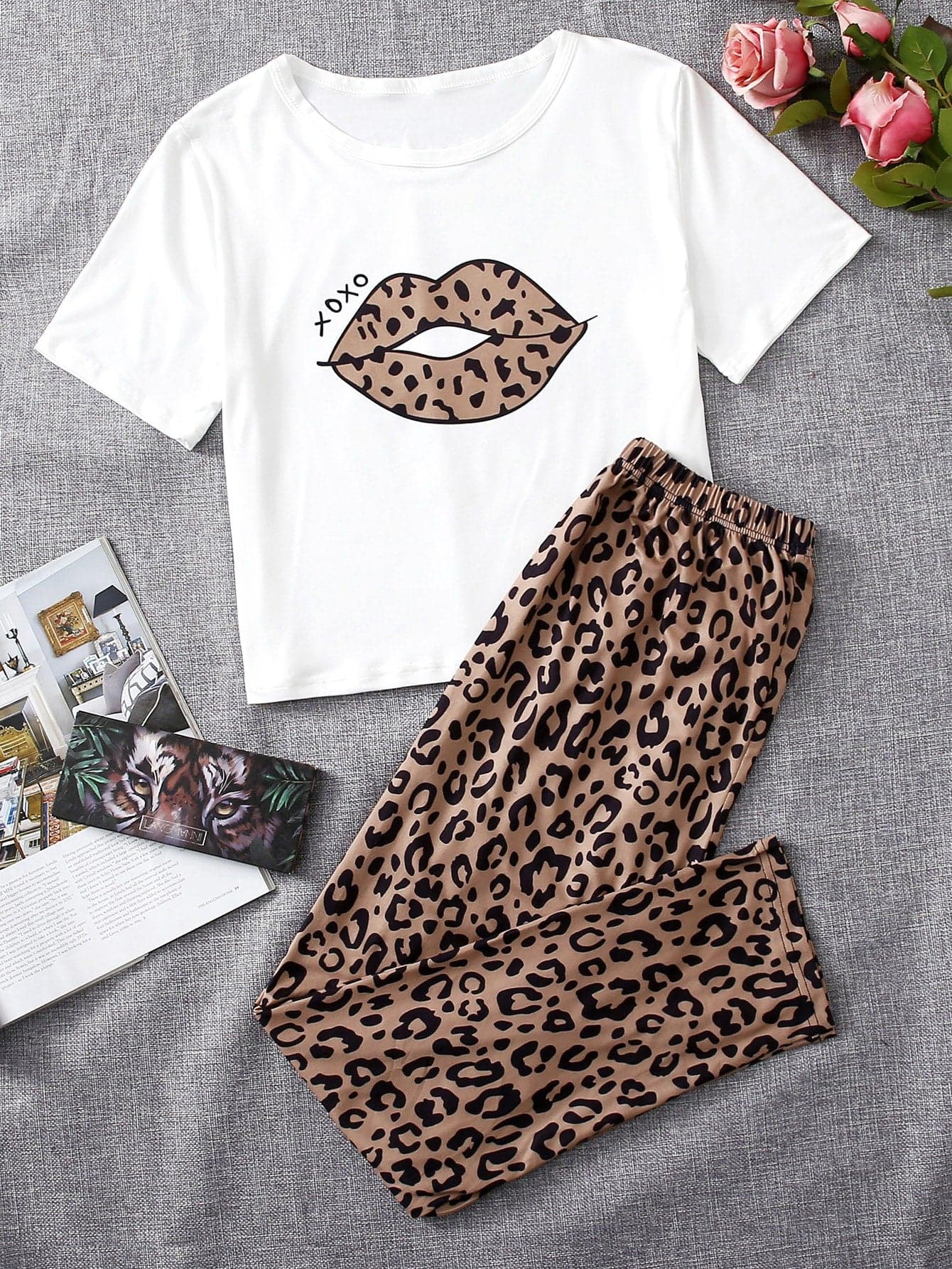 Pijama estampada de pantalón Largo ANIMAL PRINT — foto 1