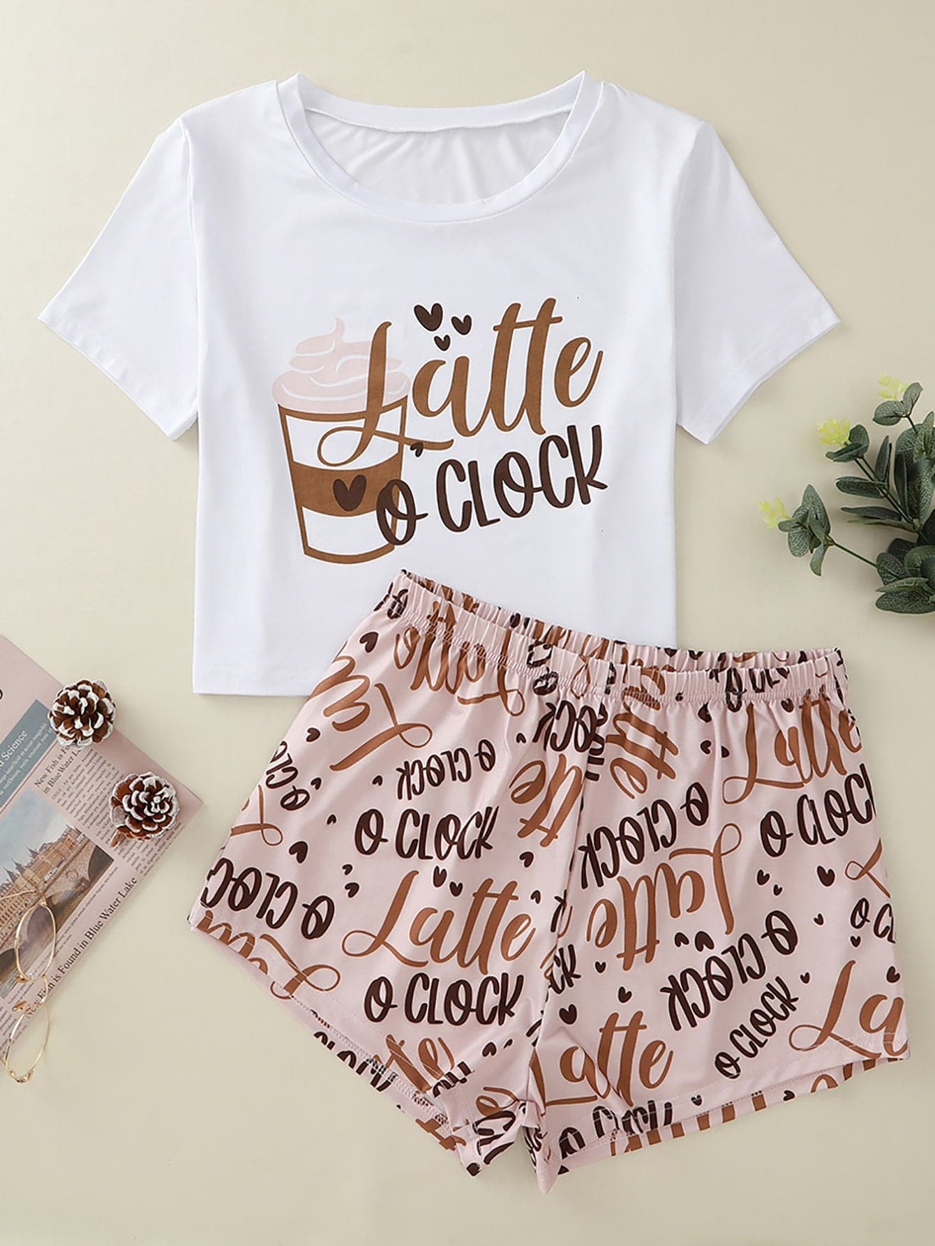 Pijama Estampada short  LATTE O CLOCK — foto 1