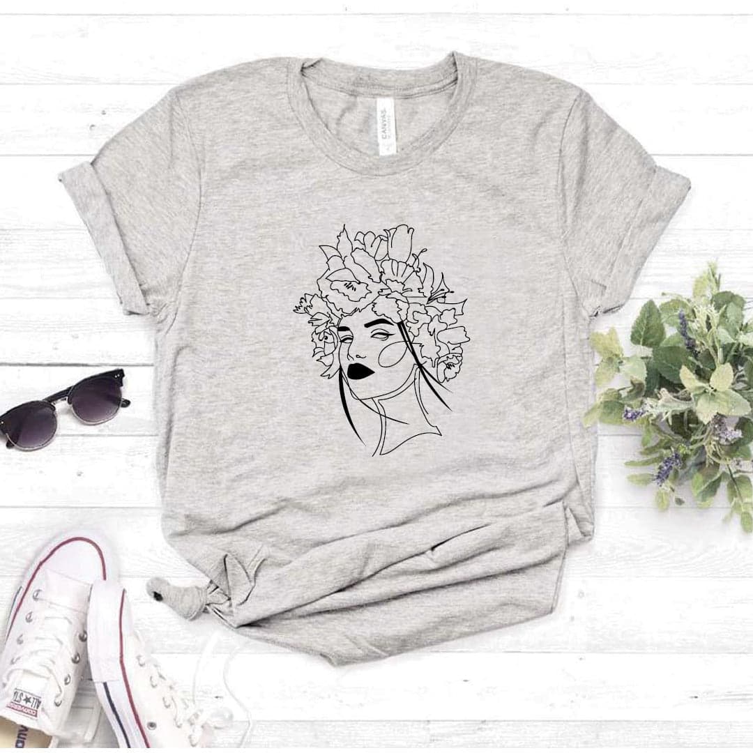 Camisa estampada  tipo T-shirt ROSTRO DAMA FLORES — foto 8