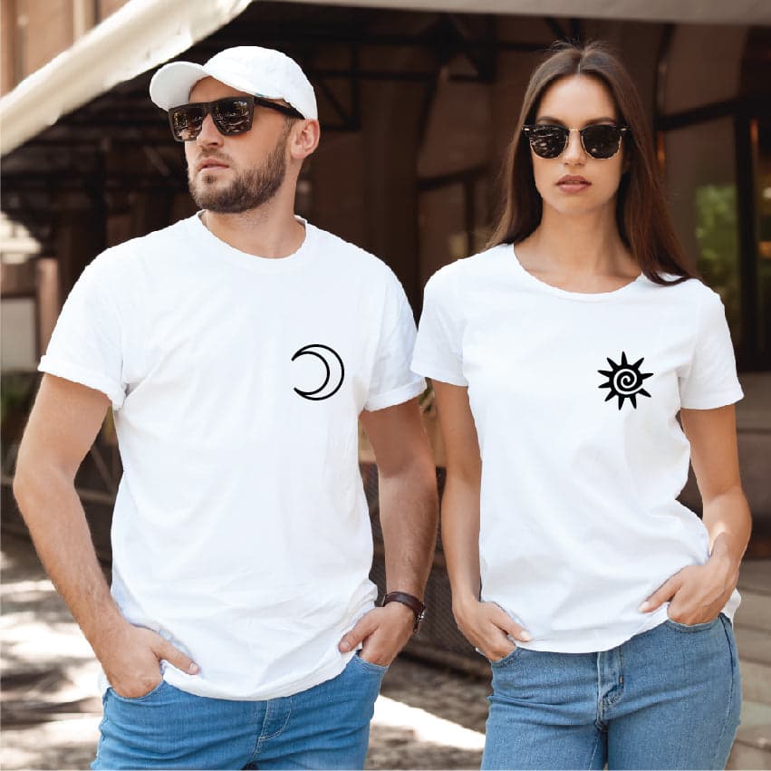 Camiseta estampada tipo T-shirt de pareja Sol y luna pareja — foto 1