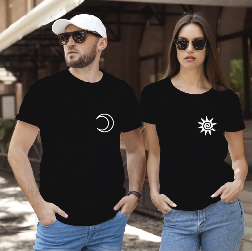 Camiseta estampada tipo T-shirt de pareja Sol y luna pareja — foto 3