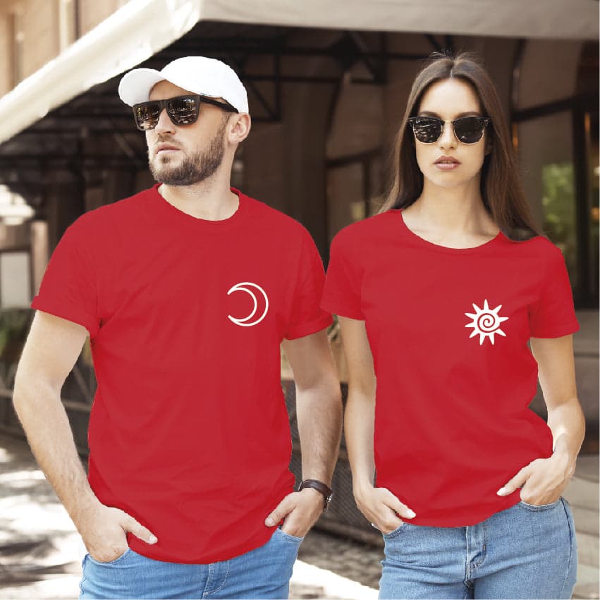 Camiseta estampada tipo T-shirt de pareja Sol y luna pareja — foto 2