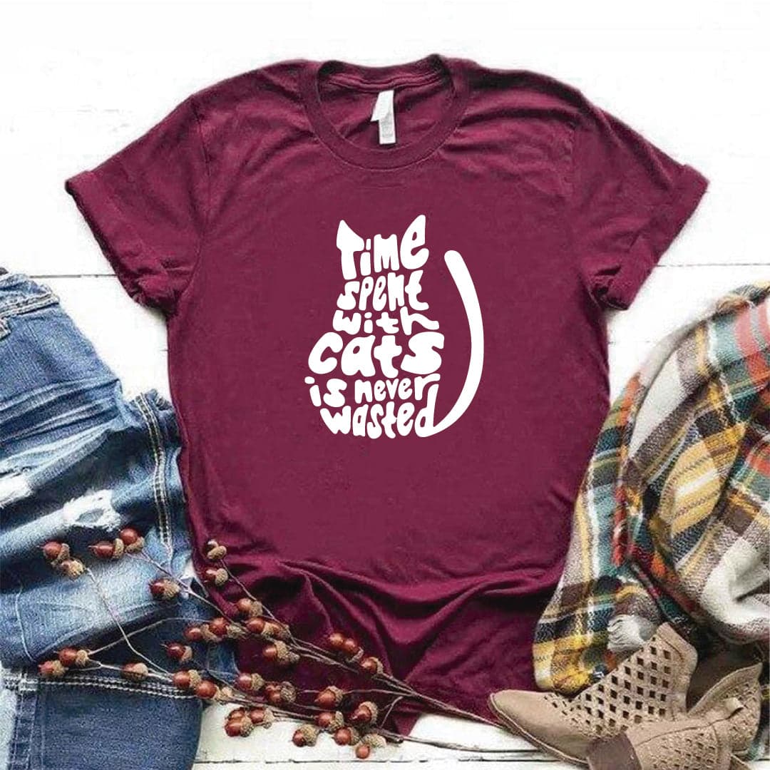 Camisa estampada  tipo T-shirt TIME SPENT WITH CATS IS NEVER WASTED — foto 4
