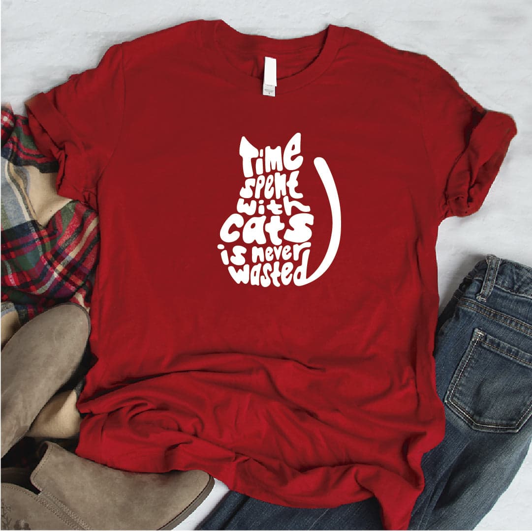 Camisa estampada  tipo T-shirt TIME SPENT WITH CATS IS NEVER WASTED — foto 6