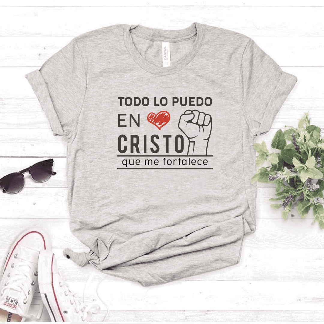 Camiseta estampada tipo T-shirt TODO LO PUEDO EN CRISTO QUE ME FORTALECE (CRISTIANOS) (DAMA) — foto 4