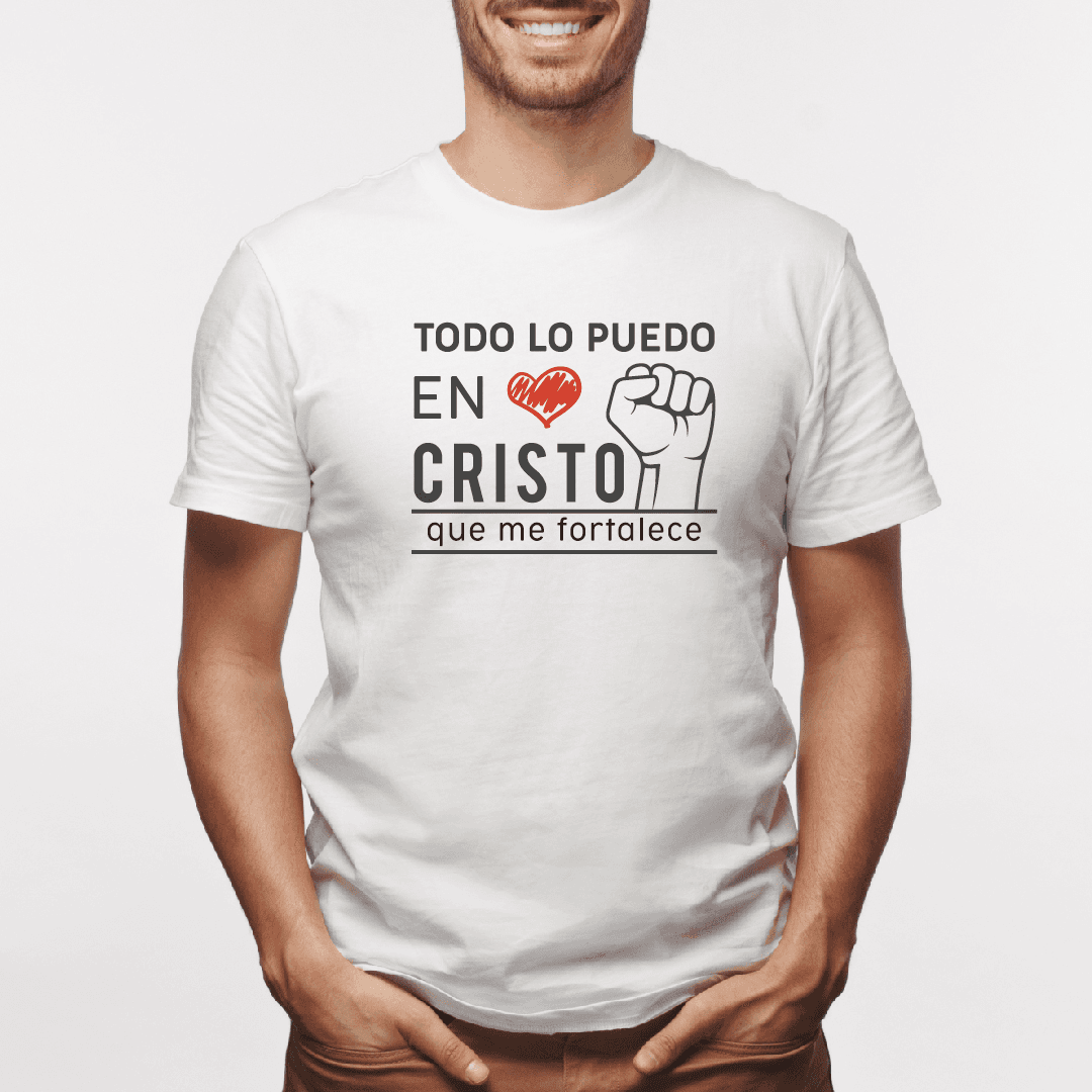 Camiseta estampada tipo T-shirt TODO LO PUEDO EN CRISTO QUE ME FORTALECE (CRISTIANOS) (HOMBRE) — foto 1