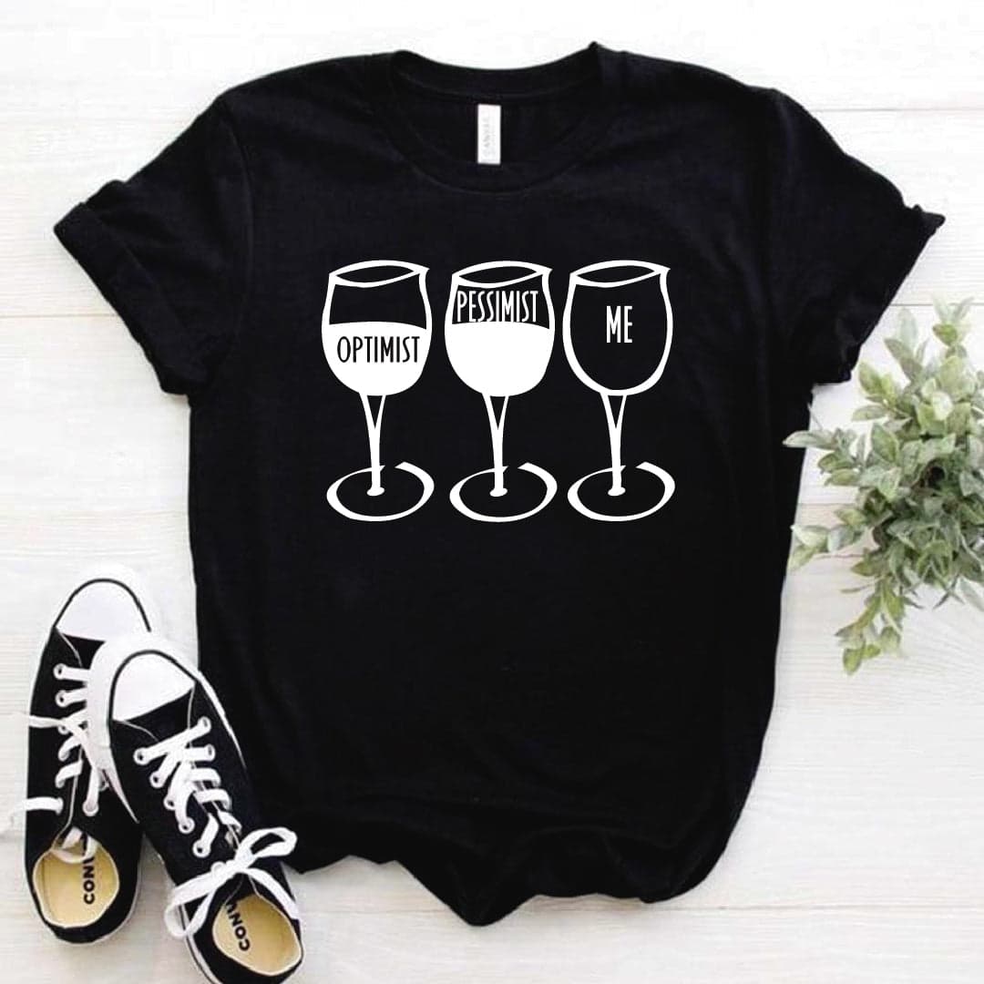 Camisa estampada tipo T-shirt TRES COPAS DE VINO (optimist , pessimist, me) — foto 6
