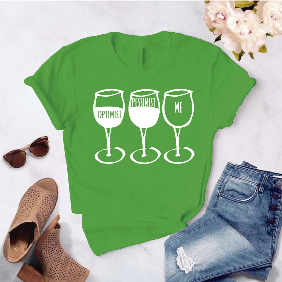 Camisa estampada tipo T-shirt TRES COPAS DE VINO (optimist , pessimist, me) — foto 8