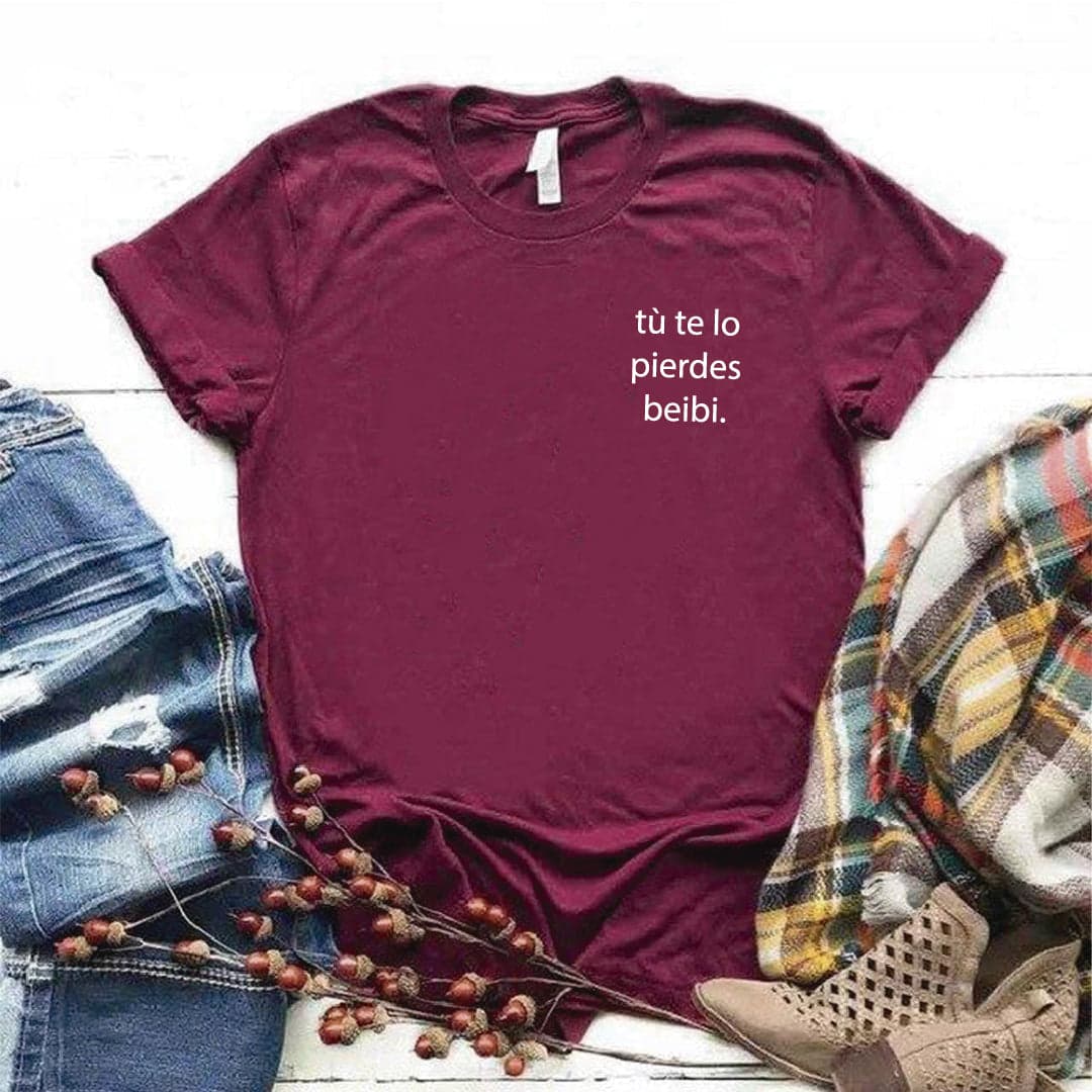 Camisa estampada  tipo T-shirt  TU TE LO PIERDES BEIBI BOLSILLO — foto 1