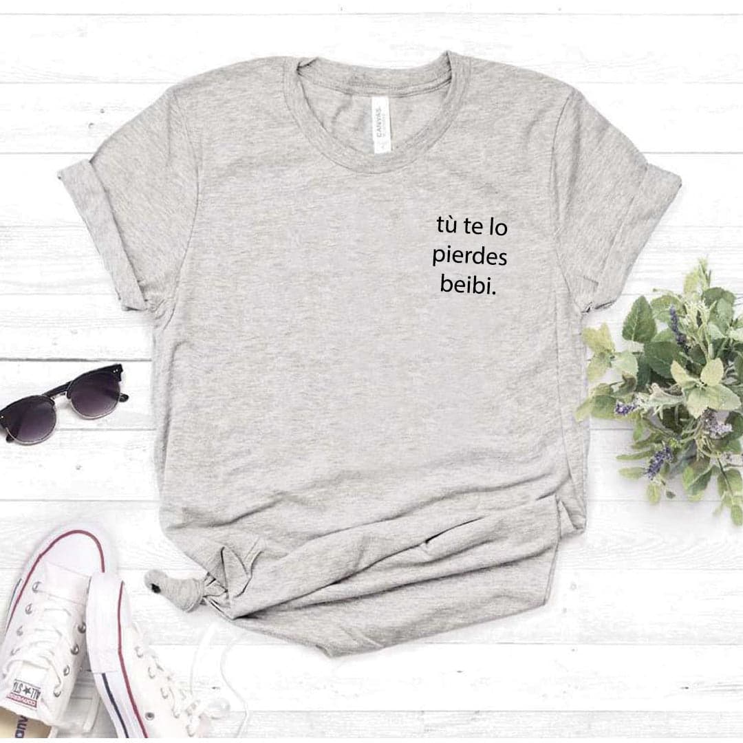Camisa estampada  tipo T-shirt  TU TE LO PIERDES BEIBI BOLSILLO — foto 7